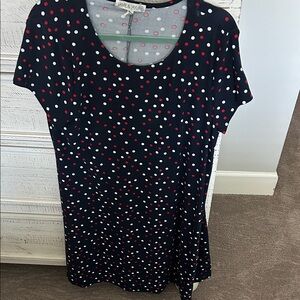 Asymmetrical Polka Dot Dress - Navy